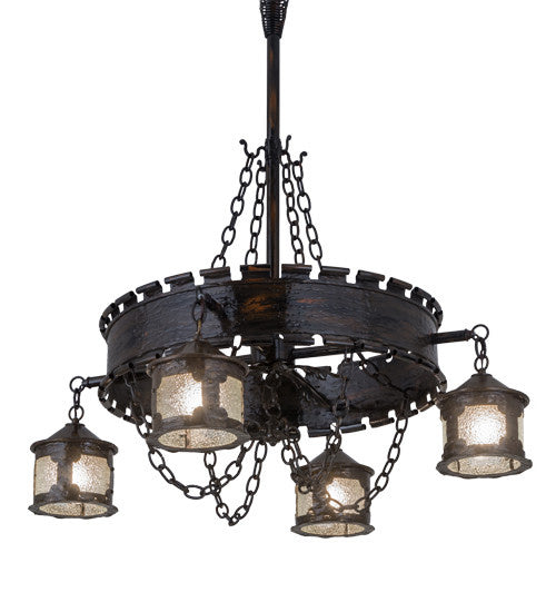 Antique Gothic Four Light Chandelier in Gothic Gold Finish