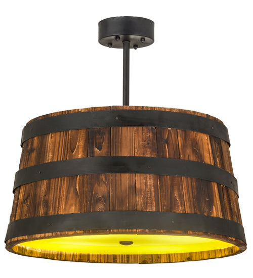Whiskey Barrel Four Light Pendant in Natural Wood Finish