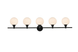 Elegant Lighting - LD7317W47BLK - Five Light Bath Sconce - Cordelia - Black And Frosted White