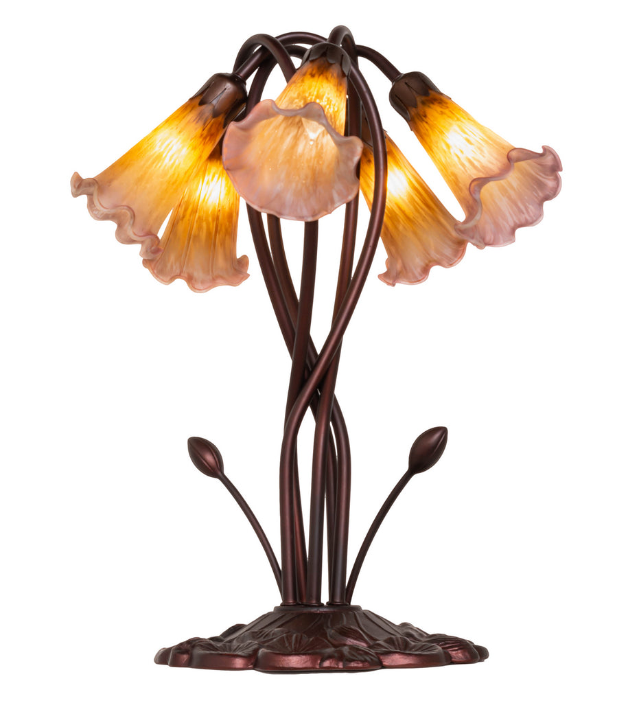 Meyda Tiffany - 14962 - Five Light Accent Lamp - Amber/Purple Pond Lily - Mahogany Bronze