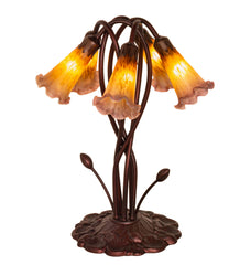 Meyda Tiffany - 14962 - Five Light Accent Lamp - Amber/Purple Pond Lily - Mahogany Bronze