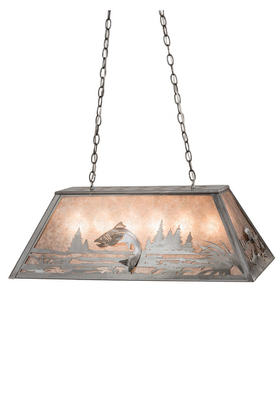 Leaping Trout Six Light Oblong Pendant in Steel Finish