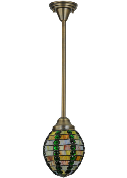 Jeweled Beehive One Light Mini Pendant in Antique Brass Finish