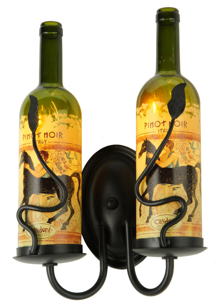 Meyda Tiffany - 148858 - Two Light Wall Sconce - Tuscan Vineyard - Black Customer Supplied Bottles