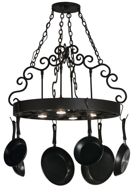 Dior Four Light Pot Rack in Wrought Iron Finish