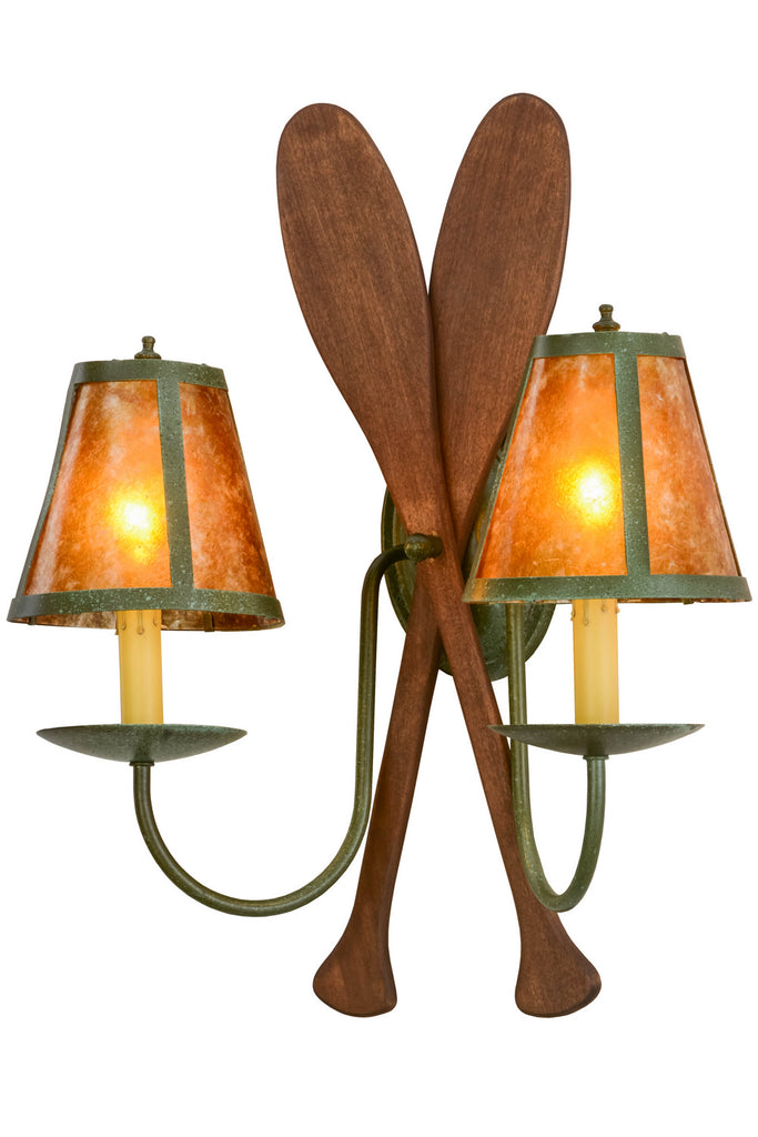 Meyda Tiffany - 148768 - Two Light Wall Sconce - Paddle - Rust,Natural Wood,Tarnished Copper