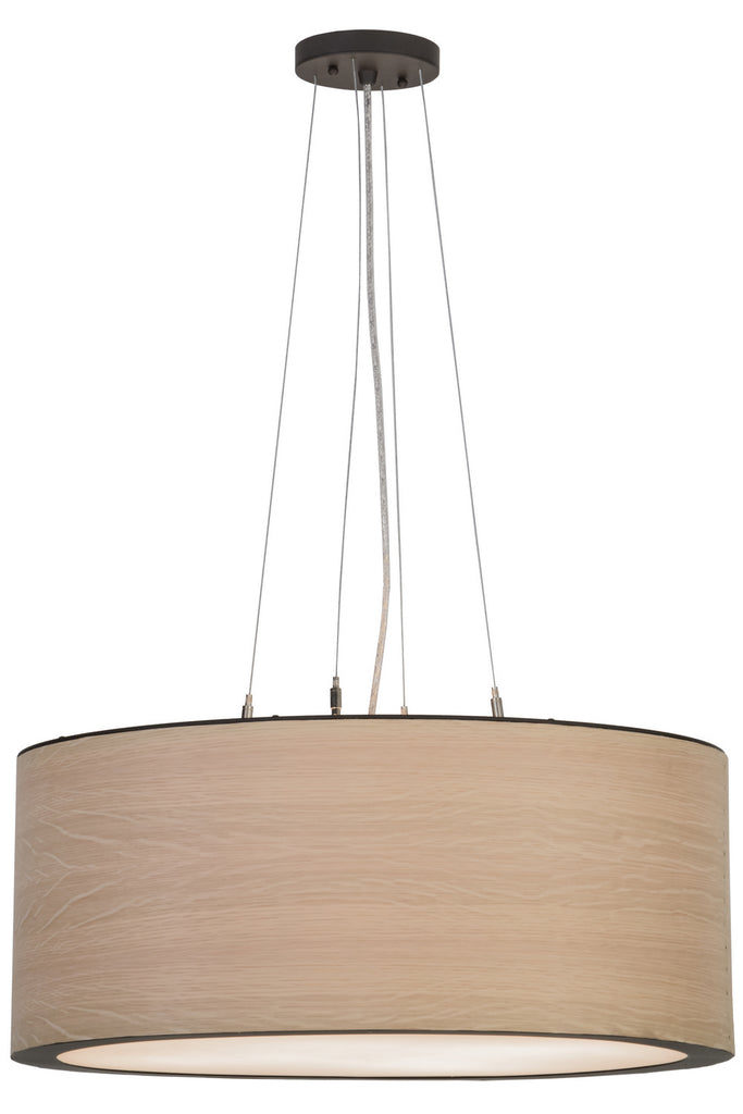 Meyda Tiffany - 153283 - Four Light Pendant - Cilindro - Natural Wood,Oil Rubbed Bronze