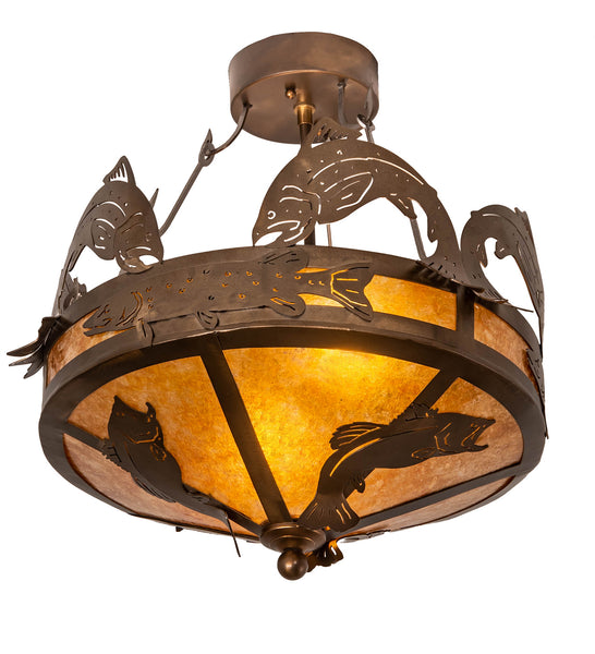Catch Of The Day Two Light Semi-Flushmount in Antique Copper Finish