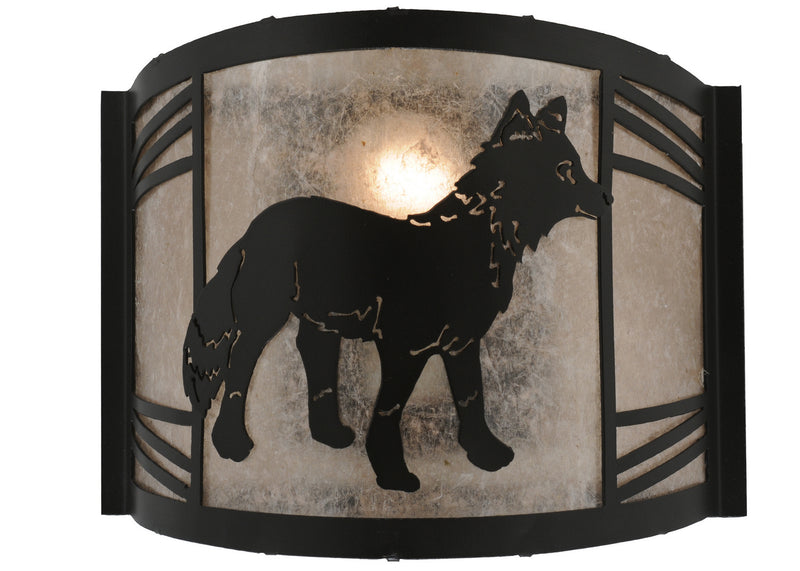 Fox On The Loose One Light Wall Sconce in Black/Silver Mica Finish