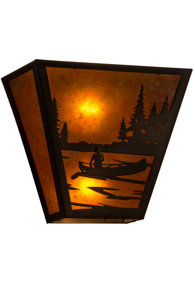 Canoe At Lake Two Light Wall Sconce in Antique Copper Finish