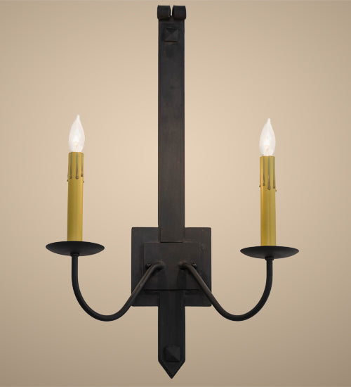 Primitive Two Light Wall Sconce in Costello Black Finish