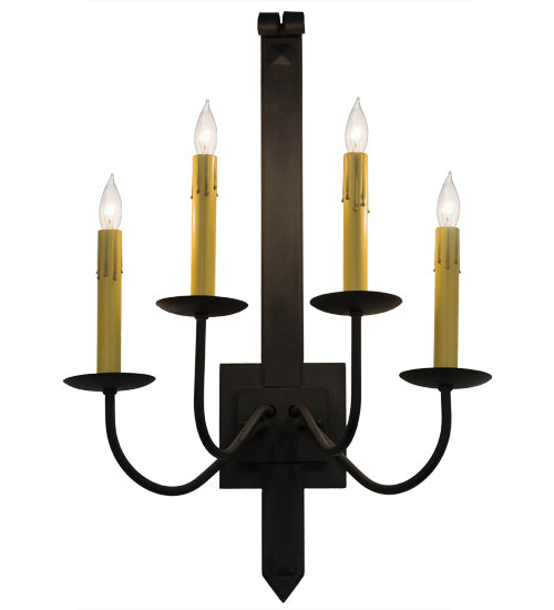 Primitive Four Light Wall Sconce in Costello Black Finish