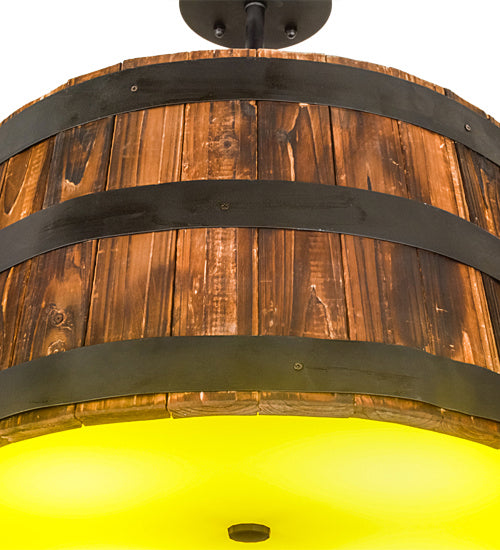 Meyda Tiffany - 160086 - Four Light Pendant - Whiskey Barrel - Natural Wood