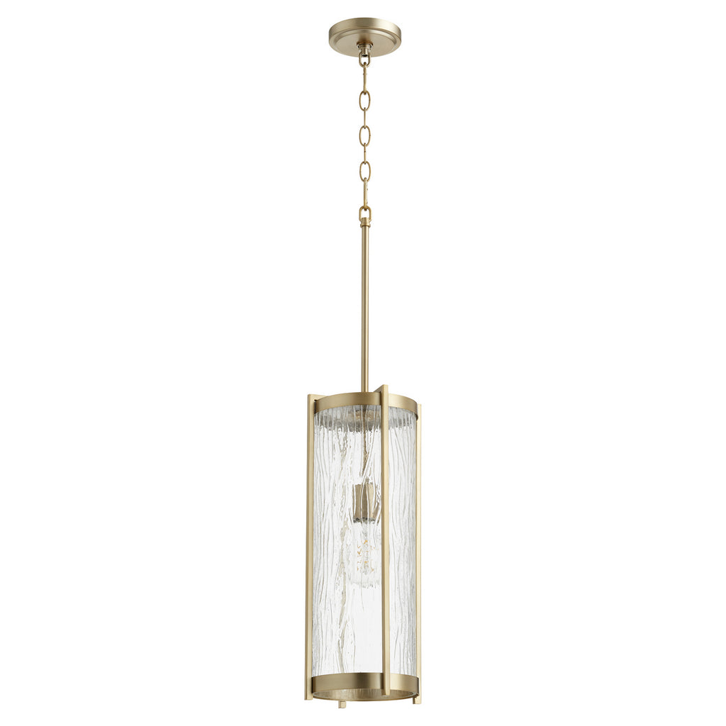 Quorum - 810-80 - One Light Pendant - Chisseled Pendants - Aged Brass w/ Clear Chisseled Glass