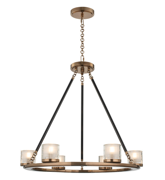 Library LED Chandelier in Library Brass Finish