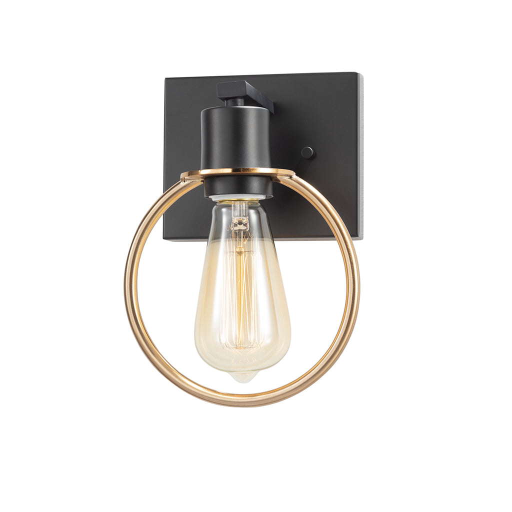 Justice Designs - NSH-8901-MBBR - One Light Wall Sconce - Volta - Matte Black w/ Brass Ring
