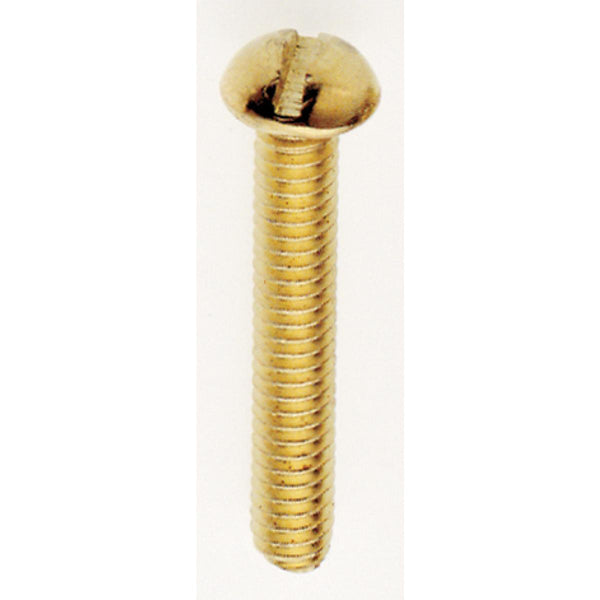 Round Head Slotted Machine Screw in Brass Plated Finish