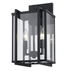 Golden - 6071-OWM NB-CLR - Two Light Outdoor Wall Sconce - Tribeca NB - Natural Black