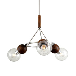 Troy Lighting - F7673 - Three Light Chandelier - Arlo - Polished Ss And Natural Acacia