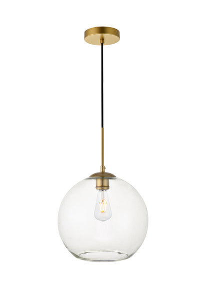 BAXTER One Light Pendant in Brass And Clear Finish