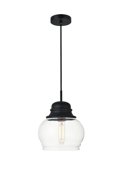 KENNA One Light Pendant in Black And Clear Finish