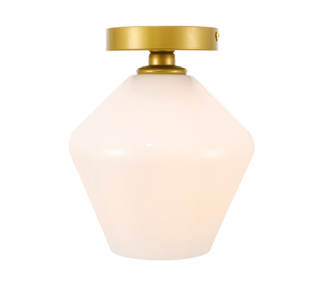 Elegant Lighting - LD2255BR - One Light Flush Mount - Gene - Brass And Frosted White Glass