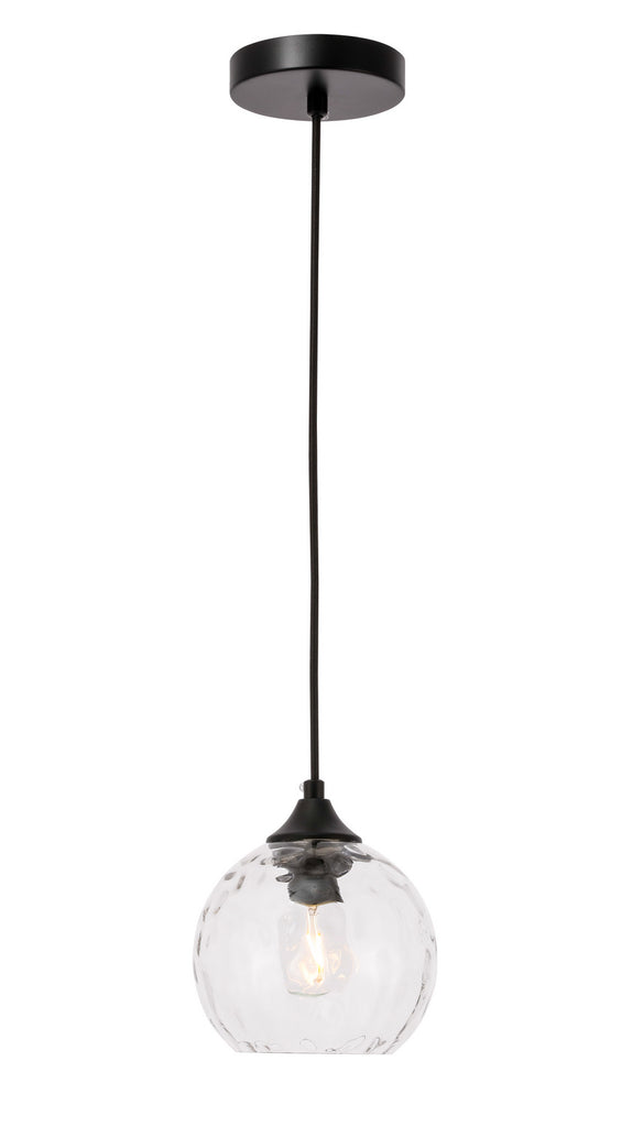 Elegant Lighting - LD2280 - One Light Pendant - Cashel - Black And Clear Glass