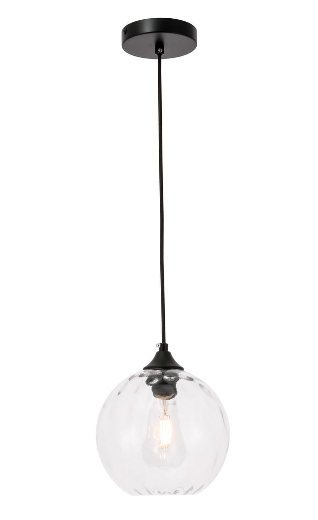 Elegant Lighting - LD2281 - One Light Pendant - Cashel - Black And Clear Glass