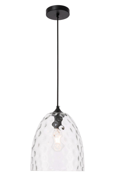 Gibson One Light Pendant in Black And Clear Glass Finish