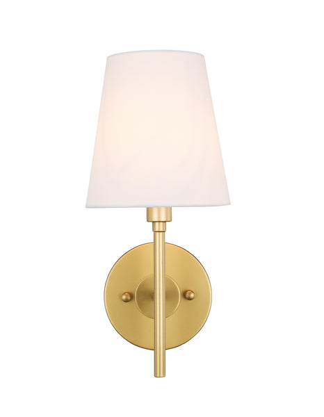 Cason One Light Wall Sconce in Brass And White Shade Finish