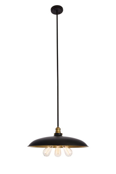 Anders Three Light Chandelier in Black And Brass Finish