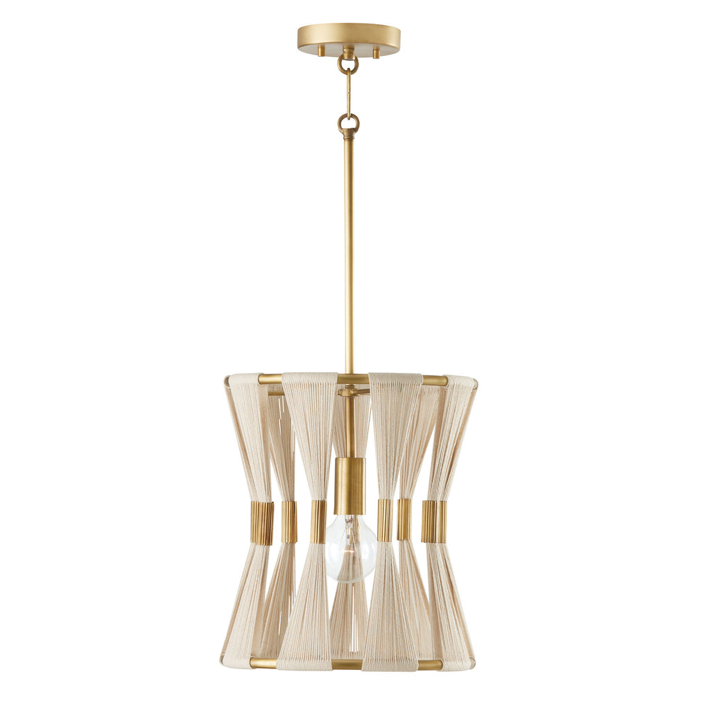 Capital Lighting - 341111NP - One Light Pendant - Bianca - Bleached Natural Rope and Patinaed Brass