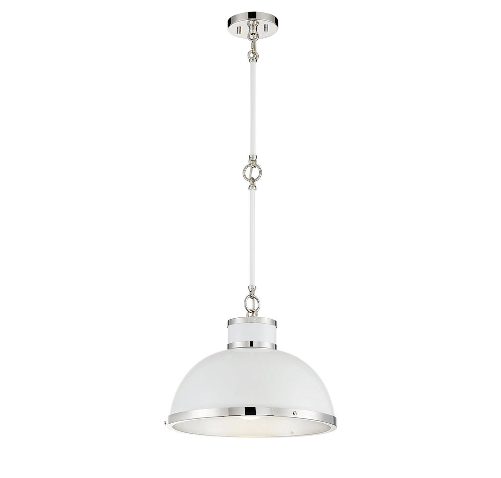 Savoy House - 7-8882-1-172 - One Light Pendant - Corning - White with Polished Nickel Accents