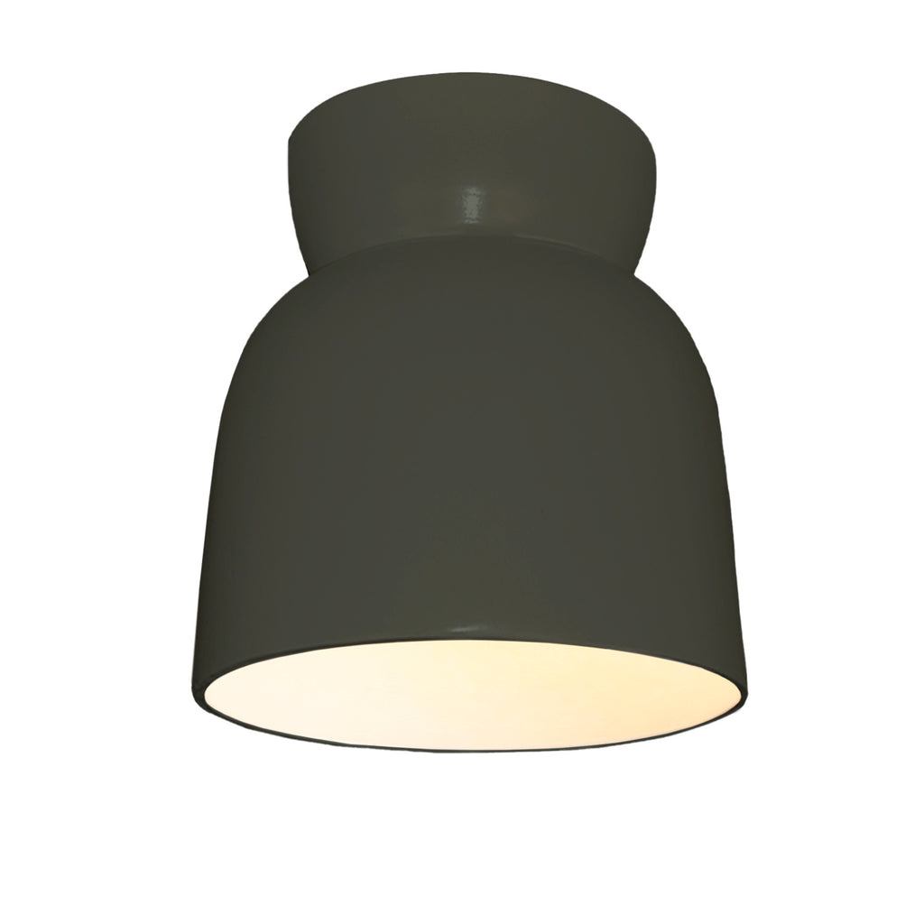 Justice Designs - CER-6190W-PWGN - One Light Flush-Mount - Radiance Collection - Pewter Green