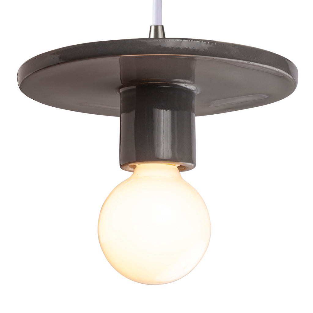 Justice Designs - CER-6320-GRY-NCKL-WTCD - One Light Pendant - Radiance Collection - Gloss Grey