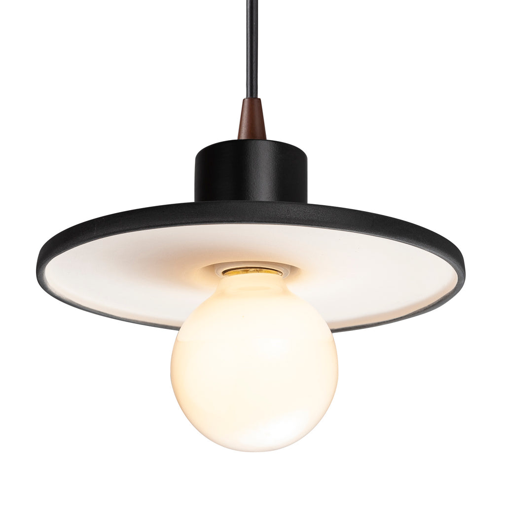 Justice Designs - CER-6325-BKMT-DBRZ-BKCD - One Light Pendant - Radiance Collection - Gloss Black with Matte White internal finish