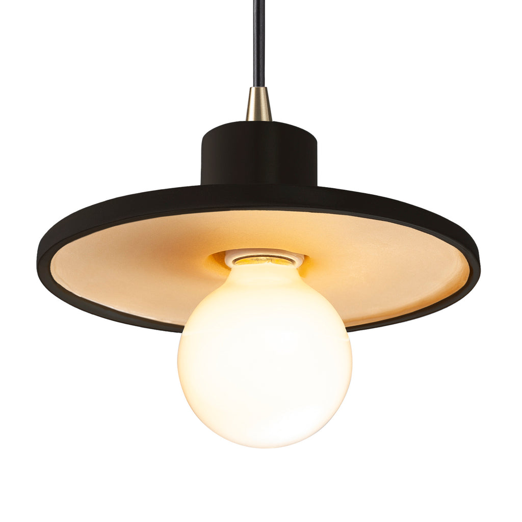 Justice Designs - CER-6325-CBGD-ABRS-BKCD - One Light Pendant - Radiance Collection - Carbon Matte Black with Champagne Gold internal finish