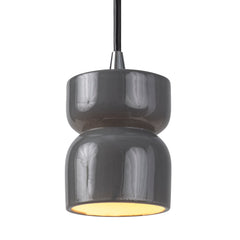 Justice Designs - CER-6500-GRY-CROM-BKCD - One Light Pendant - Radiance - Gloss Grey