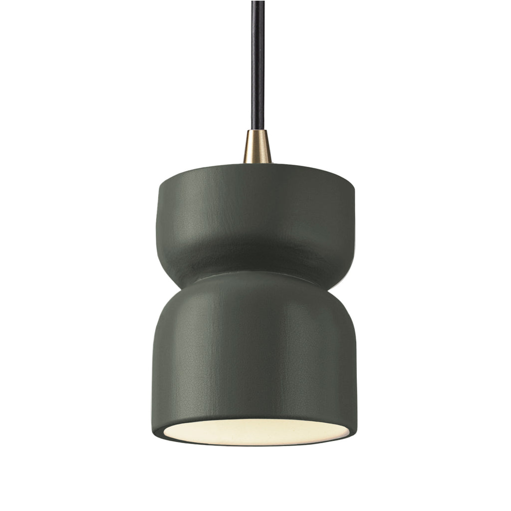 Justice Designs - CER-6500-PWGN-ABRS-BKCD - One Light Pendant - Radiance - Pewter Green