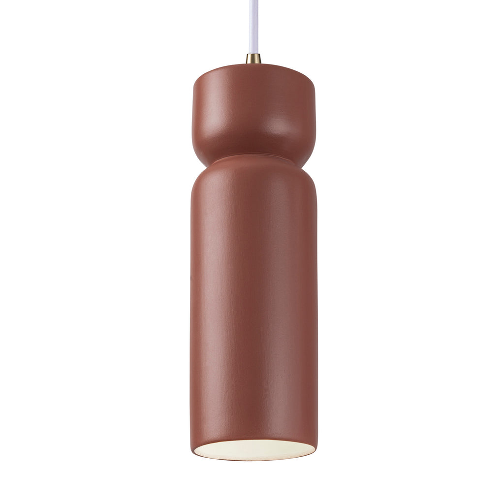 Justice Designs - CER-6510-CLAY-ABRS-WTCD - One Light Pendant - Radiance Collection - Canyon Clay