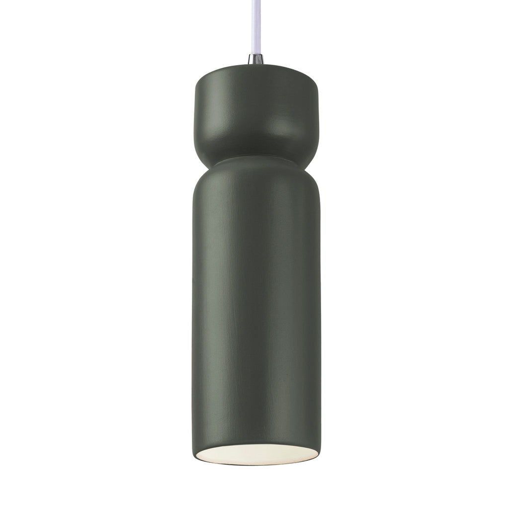 Justice Designs - CER-6510-PWGN-CROM-WTCD - One Light Pendant - Radiance Collection - Pewter Green