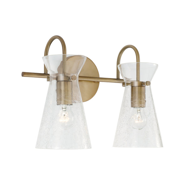 Mila Two Light Vanity in Aged Brass Finish