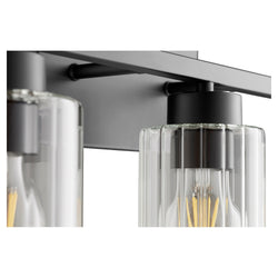 Quorum - 501-4-69 - Four Light Vanity - Ladin - Textured Black w/ Clear Fluted Glass