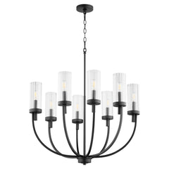 Quorum - 601-8-69 - Eight Light Chandelier - Ladin - Textured Black w/ Clear Fluted Glass