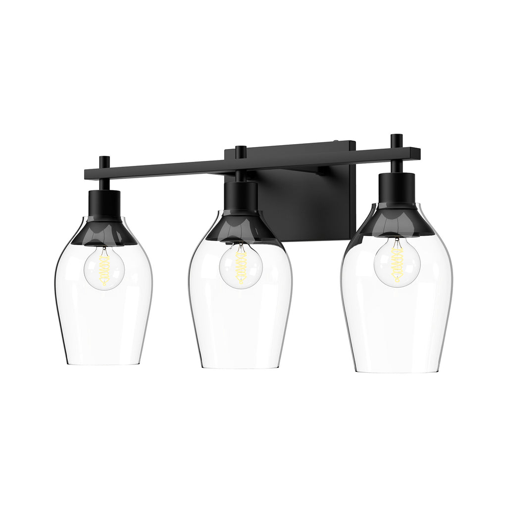 Alora - VL538322MBCL - Three Light Bathroom Fixtures - Kingsley - Aged Gold/Clear Glass|Brushed Nickel/Clear Glass|Clear Glass/Matte Black