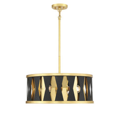 Savoy House - 7-1929-4-261 - Four Light Pendant - Kellerman - Matte Black with True Gold