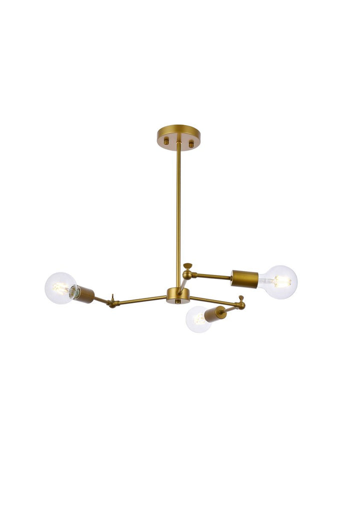 Elegant Lighting - LD2340BR - Three Light Pendant - Furlong - Brass