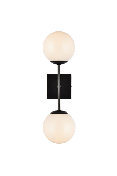 Neri Two Light Wall Sconce in Black And White Finish