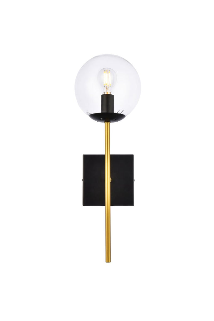 Elegant Lighting - LD2359BKR - One Light Wall Sconce - Neri - Black And Brass And Clear