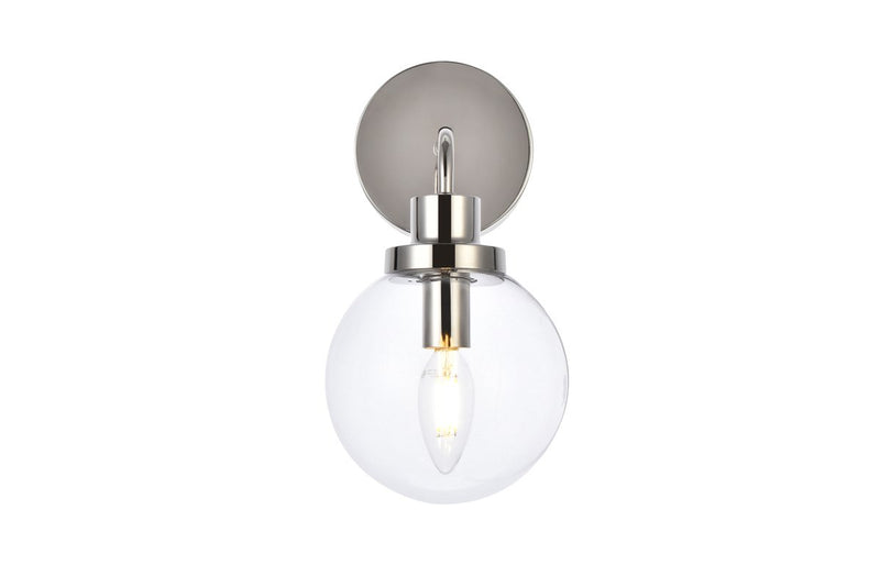 Hanson One Light Bath in Polished Nickel And Clear Shade Finish